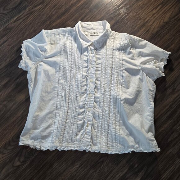 VICTORIA JONES 100% Cotton Victorian Style White Blouse w/ Lace NWOT/SIZE 2X - Picture 7 of 7